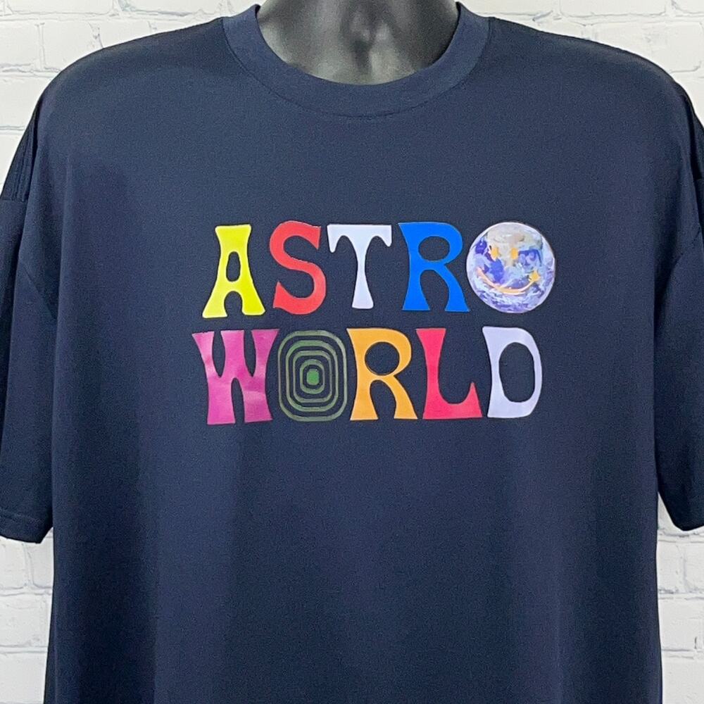 Travis Scott Astroworld Festival T Shirt 2XL XXL Blue Cactus Jack Rapper Rap Tee